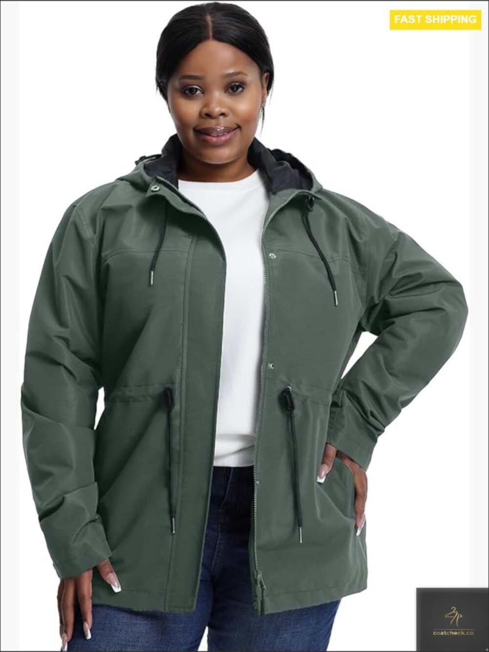 Lightweight Water-Resistant Hooded Windbreaker Jacket Plus Size Travel Hiking